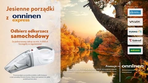 Promocja Onninen Express - Jesienne porządki! Odkurzacz samochodowy gratis!