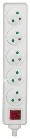 Extension cord with switch, 5 sockets, - PZ06