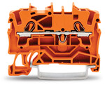 Złączka 2-przewodowa przelotowa 2,5 mm do zastosowań Ex e II opis z boku i na środku na szynę TS 35 x 15 i 35 x 7,5 Push-in CAGE CLAMP 2,50 mm pomarańczowa