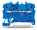 Złączka 2-przewodowa przelotowa 1,5 mm do zastosowań Ex e II oraz Ex i opis z boku i na środku na szynę TS 35 x 15 i 35 x 7,5 Push-in CAGE CLAMP 1,50 mm niebieski