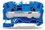 Złączka 2-przewodowa przelotowa 6 mm do zastosowań Ex e II oraz Ex i opis z boku i na środku na szynę TS 35 x 15 i 35 x 7,5 Push-in CAGE CLAMP 6,00 mm niebieski
