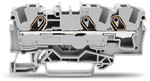 Złączka 3-przewodowa przelotowa 6 mm do zastosowań Ex e II opis z boku i na środku na szynę TS 35 x 15 i 35 x 7,5 Push-in CAGE CLAMP 6,00 mm szara