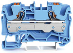 Morsetto passante a 2 conduttori, con pulsanti, 6 mm², con foro di misurazione, per applicazioni Ex i, con scritta laterale e centrale, per guida TS 35 x 15 e 35 x 7,5, Push-in CAGE CLAMP®, 6,00 mm², blu