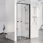 The black Transparent shower door PDOP1-90 opens