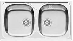 Recessed sink, 2 bowls E78 silk - 100125101