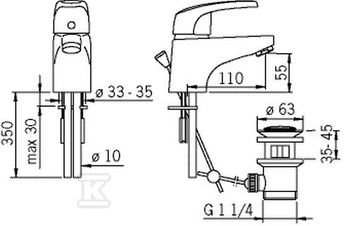 Bateria umywalkowa Oras Safira z - 1004