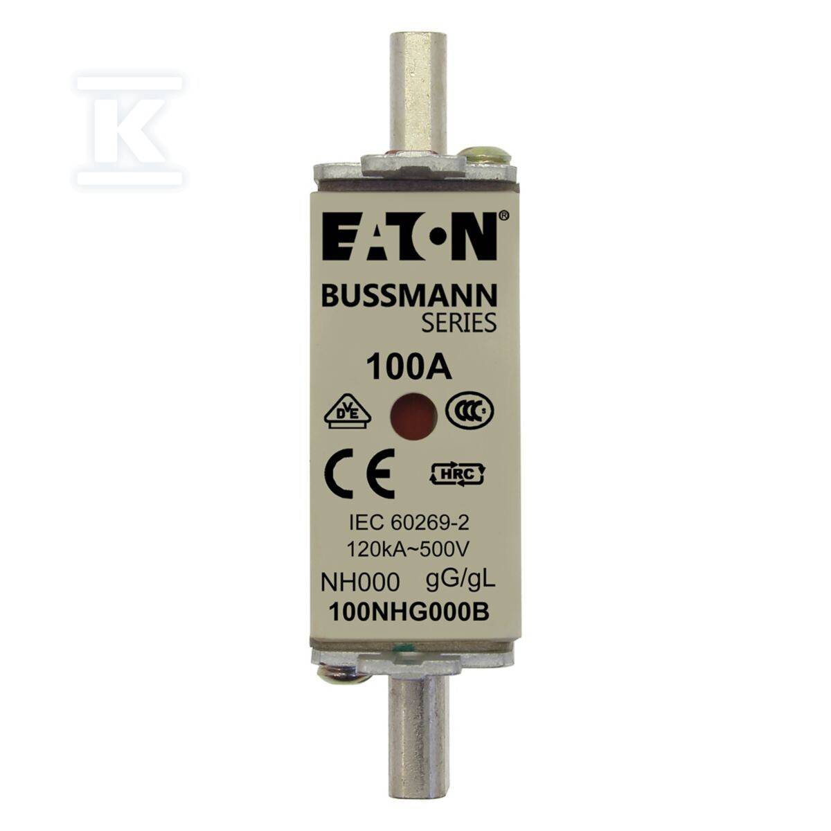 Запобіжник, LV, 100 A, AC 500 V, NH000, - 100NHG000B