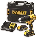 Wiertarko-Wkrętarka DEWALT XR 18V bezszczotkowa, 2-biegowa, moment 50Nm, 2 akumulatory 1.5Ah, ładowarka i walizka TSTAK DCD777S2T-QW