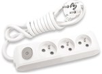 3-way portable extension cord with grounding, switch and 3M contact shutters, WHITE PANASONIC