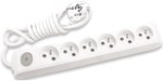 6-way portable extension cord with grounding, switch and 1.5M contact shutters, WHITE PANASONIC