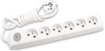 6-fold portable extension cord with grounding, switch and 2M contact shutters, WHITE PANASONIC