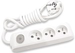 3-way portable extension cord with grounding, switch and 1.5M contact shutters, WHITE PANASONIC