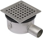 Adjustable body of the bathroom inlet with a grate (to be purchased siphon 502.050.110 and optional filter 502.000.000 S), horizontal outflow, square grate, low model Ø 50 MM