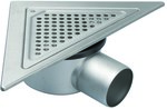 Adjustable body of the bathroom inlet with a grate (to be purchased siphon 502.050.110 and optional filter 502.000.000 S) TRIO, triangular, horizontal outlet, Ø 75 MM