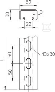 Profile rail, hot dip galvanized type - 1121464