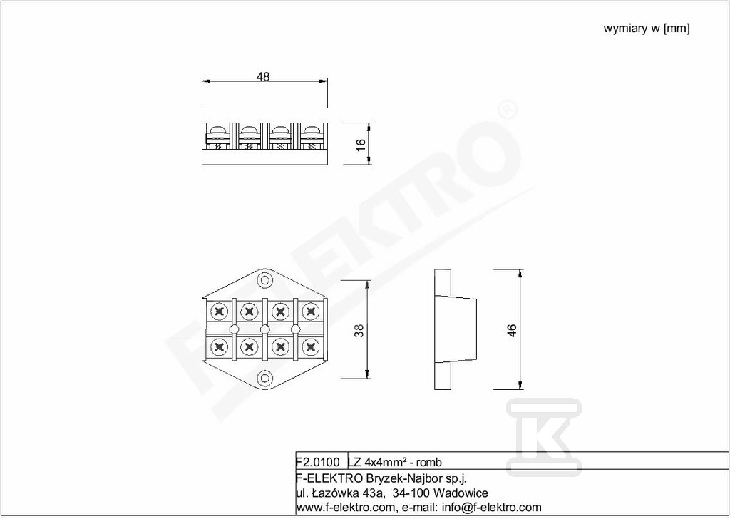 Bandă terminală LZ 4x4 mm2 - romb - F2.0100