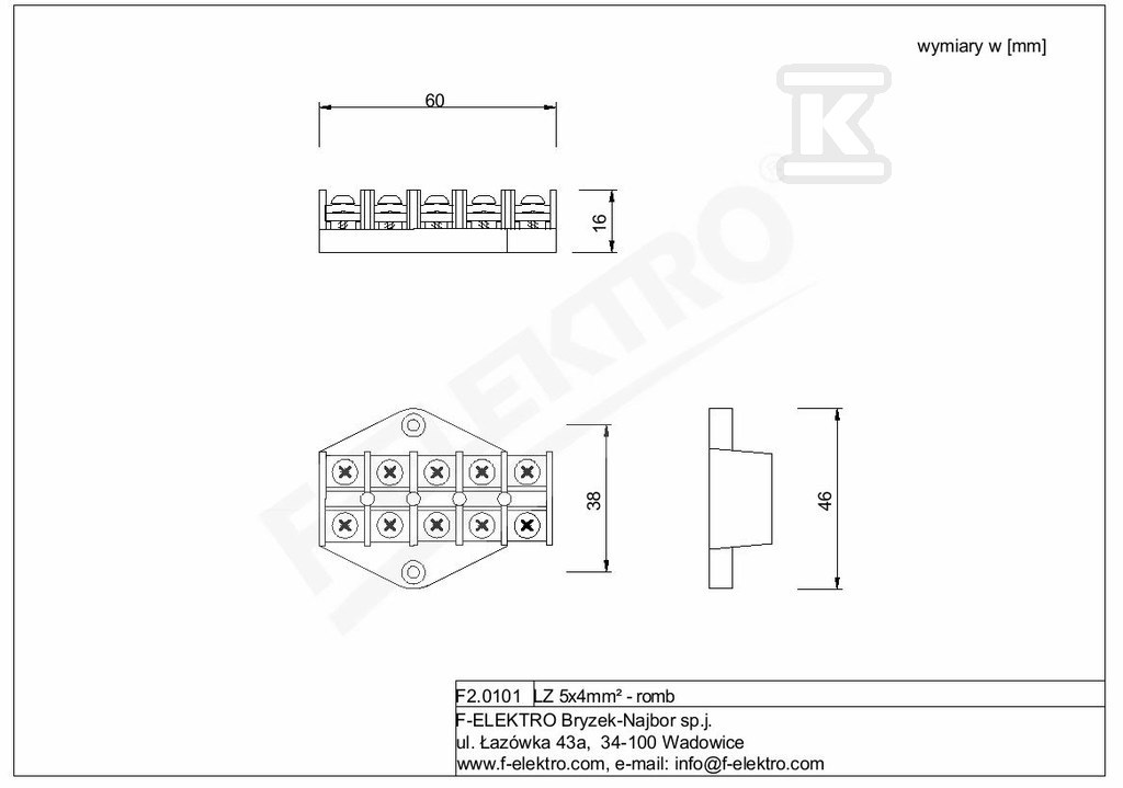 Listwa zaciskowa LZ 5x4 mm2 - romb - F2.0101