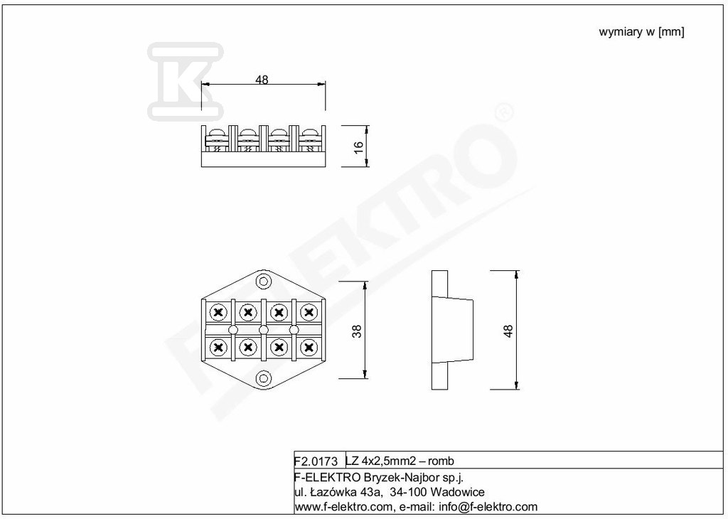 Svorkovnice LZ 4x2,5 mm2 - diamant - F2.0173