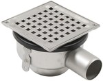 Adjustable body of the bathroom inlet with a grate (to be purchased siphon 502.050.110 and optional filter 502.000.000 S), square 145x145 grate horizontal drain Ø50 MM, low model