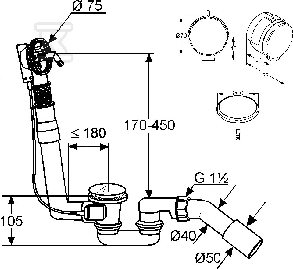 KLUDI ROTEXA Multi drain and overflow - 2120005N-00