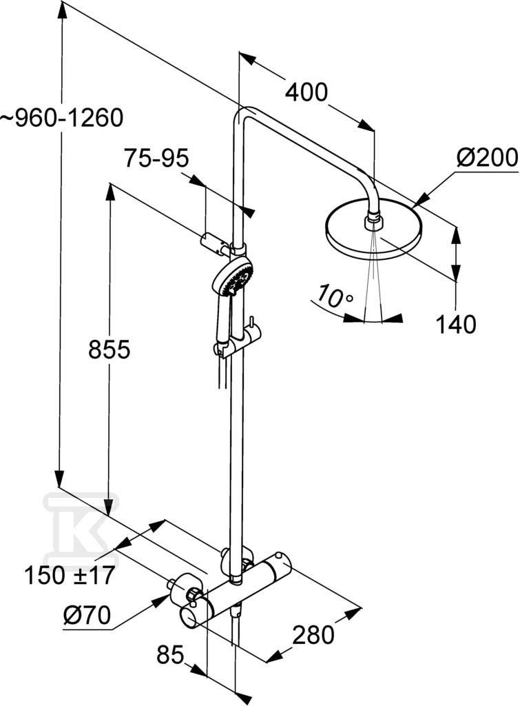 KLUDI LOGO DUAL SHOWER SYSTEM set de - 6809205-00