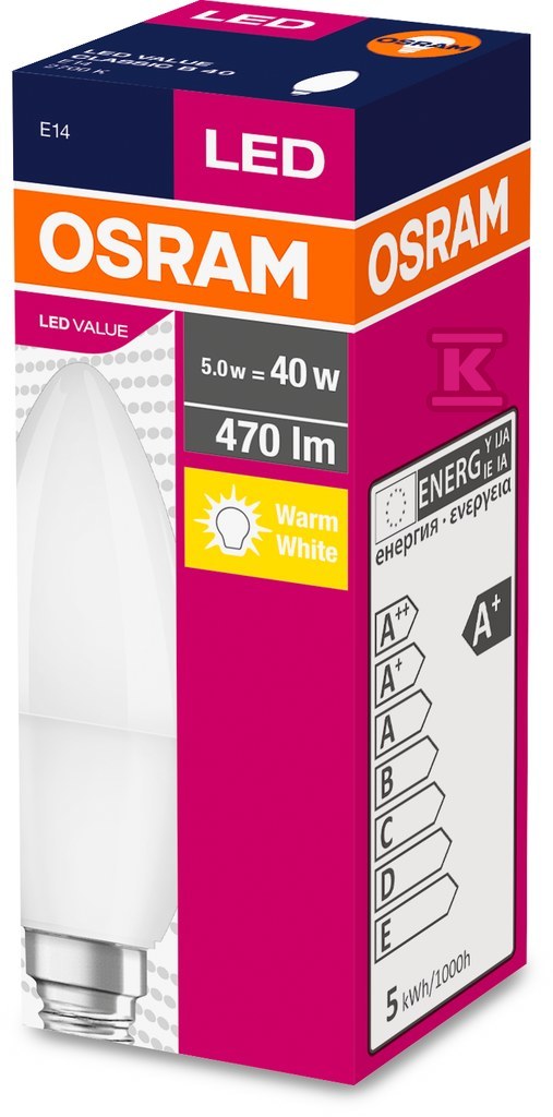 Bec LED VALUE CLB40 5W/827 220-240V FR - 4052899326453