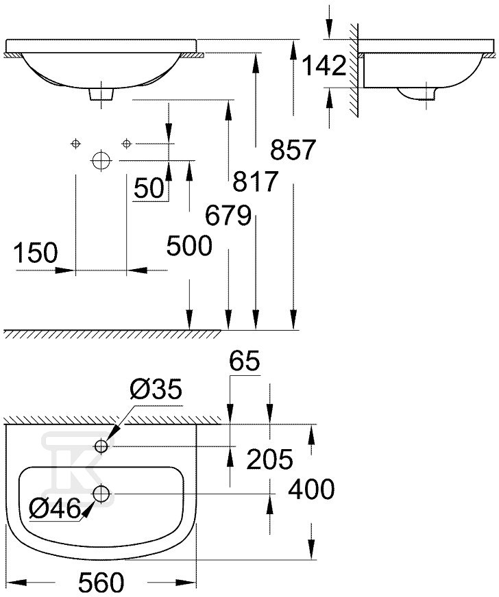 Umywalka Bau Ceramic wpuszczana w blat - 39422000