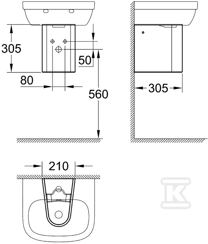 GROHE CERAMICS Half-pedestal for the - 39325000