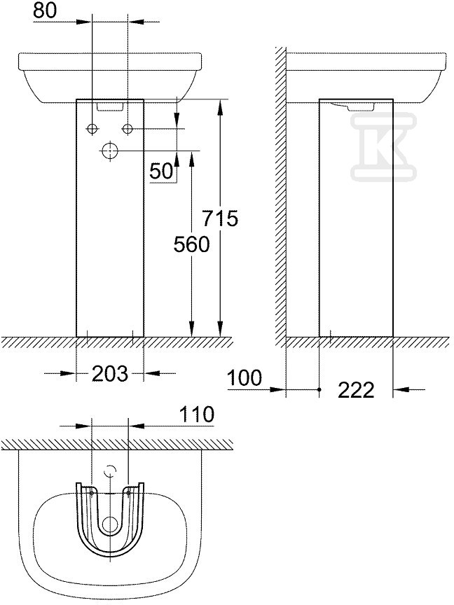 EURO CERAMIC Pedestal for a washbasin - 39202000