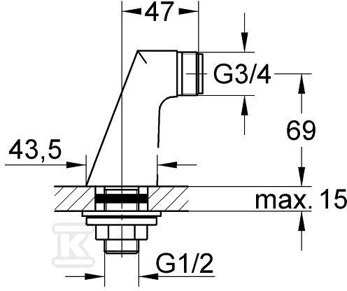 Inclined Pillar Union Dn 15 chrome - 12030000