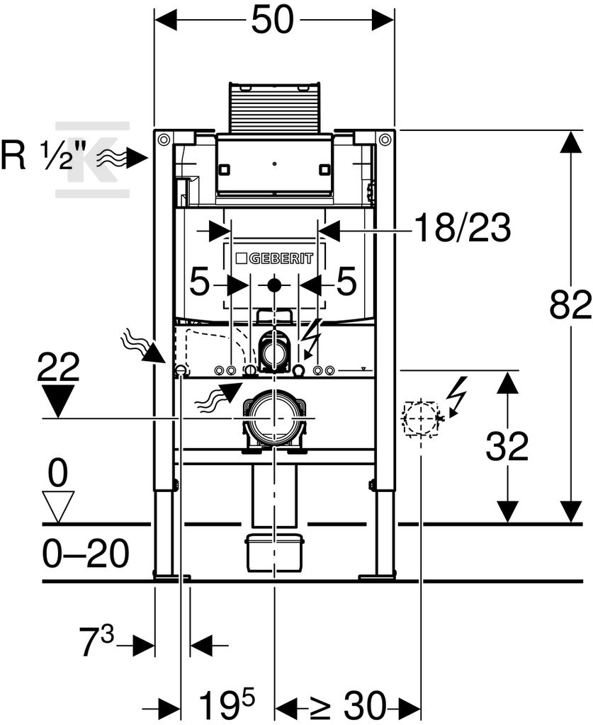 Duofix-Gestell für Omega-WC 12 cm, H82 - 111.003.00.1