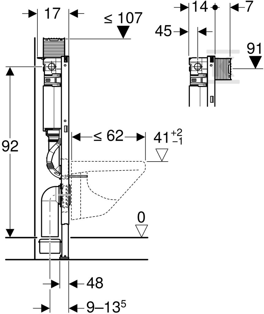 Geberit Duofix assembly element for WC, - 111.030.00.1