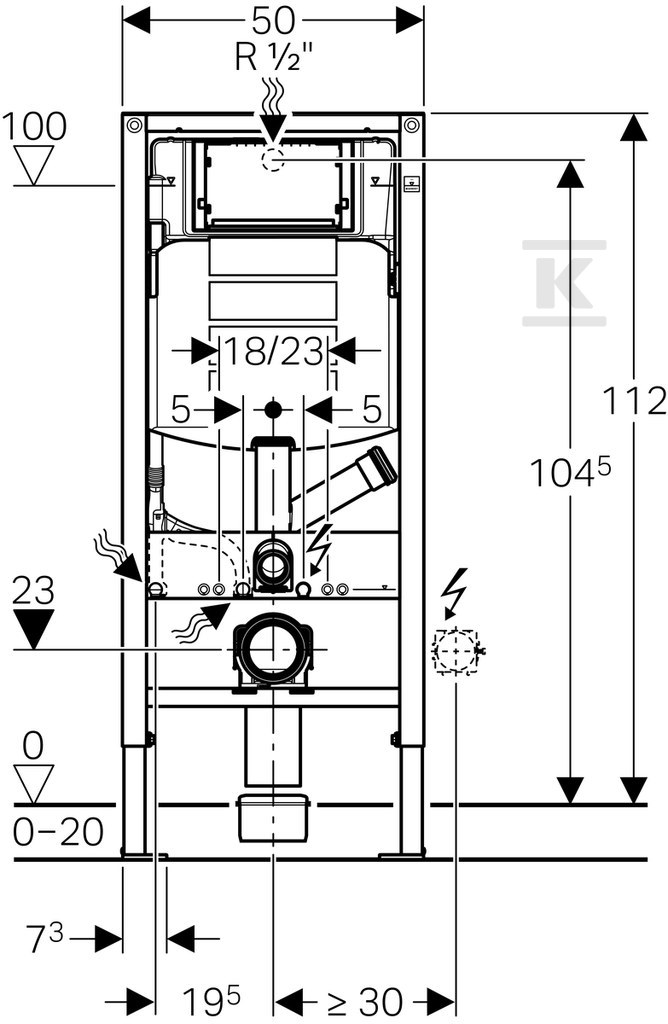 Cadru WC Duofix cu extracție laterală, - 111.364.00.5