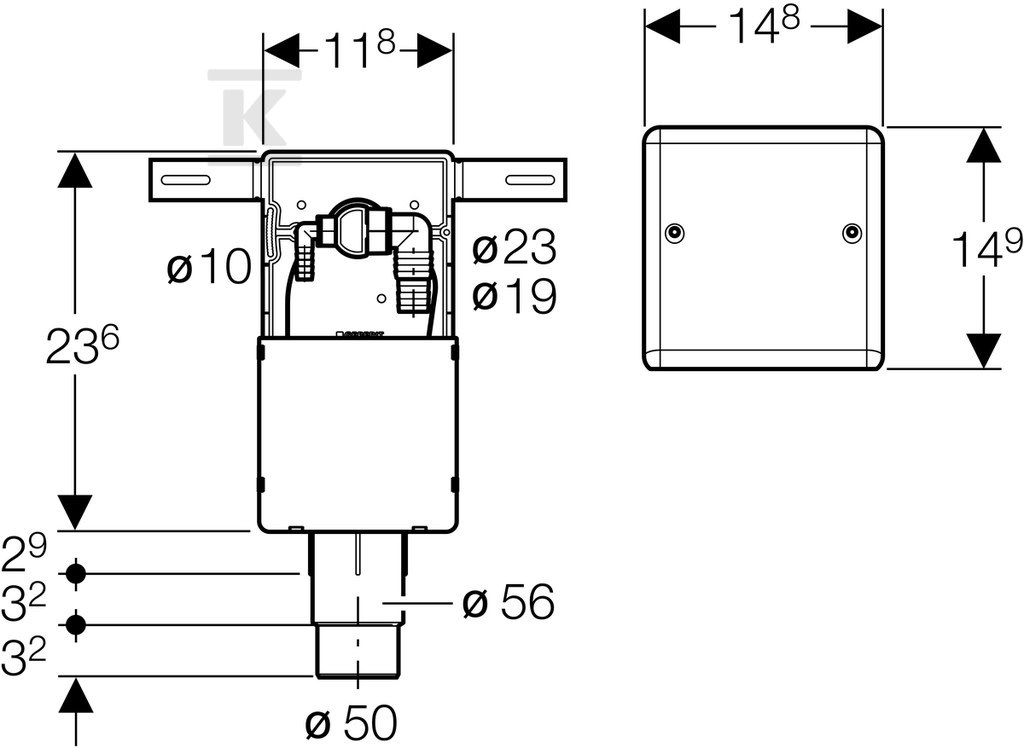 Wall drain for washing machines or - 152.233.00.1