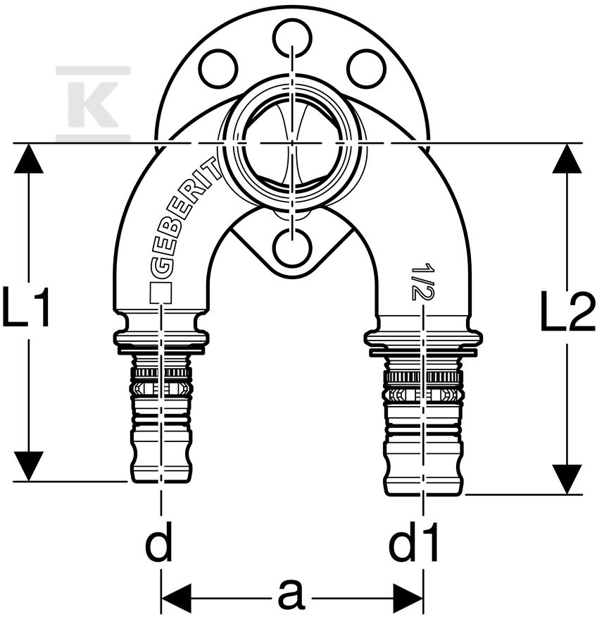 Double tap connection Geberit Mepla L = - 602.273.00.5