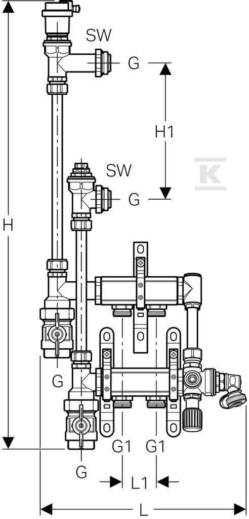 Geberit manifold for the radiator - 652.416.22.1