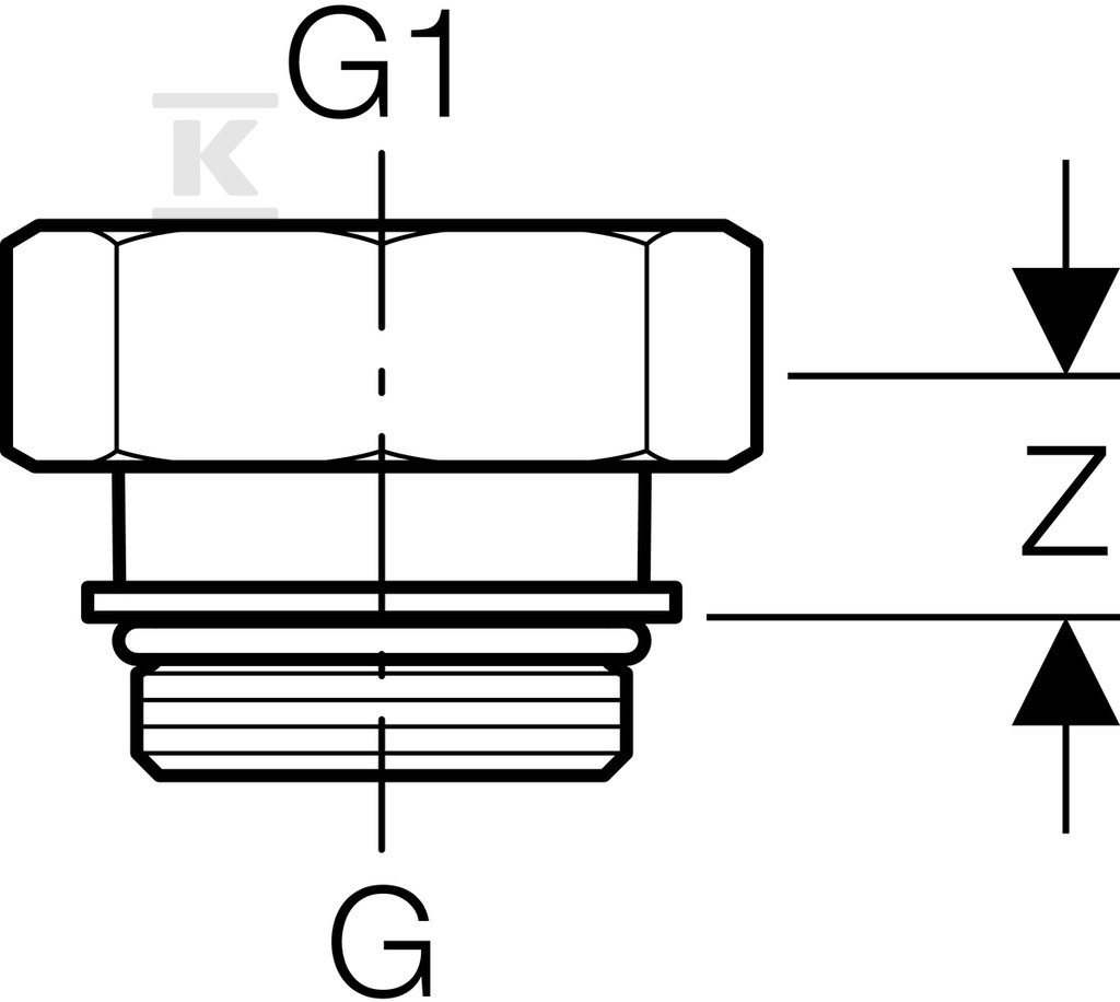 Nypel gwintowany Geberit z nakrętką: - 652.432.22.1