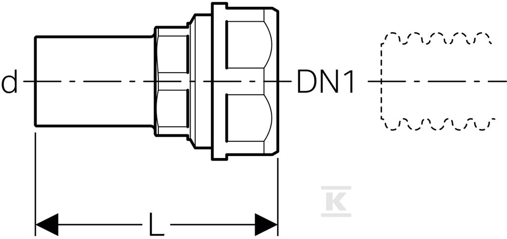 Adapter for corrugated pipes d22-DN16 - 22423