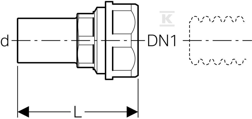 Adapter for corrugated pipes d15-DN20 - 22431