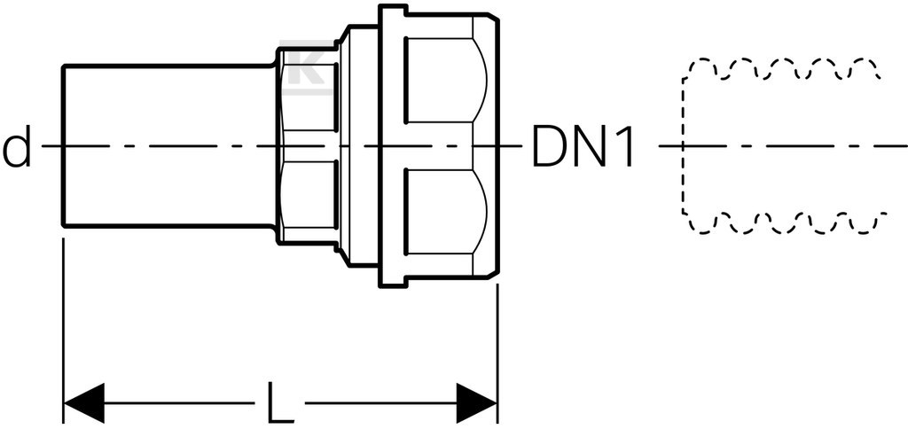 Adapter for corrugated pipes d28-DN25 - 22444
