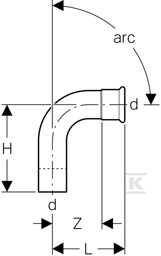 Коліно однорозетне Geberit Mapress - 30303