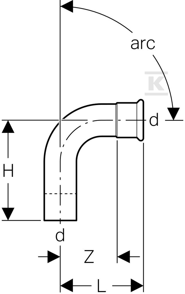 Коліно однорозетне Geberit Mapress - 30305