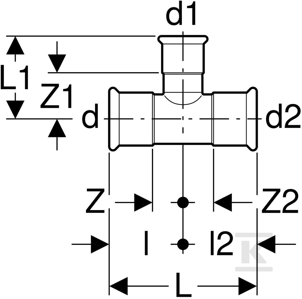 Geberit Mapress Edelstahl reducing tee - 31229