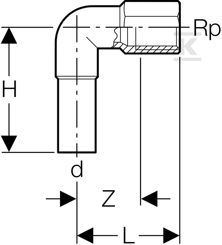 Kolano przejściowe Geberit Mapress - 33203