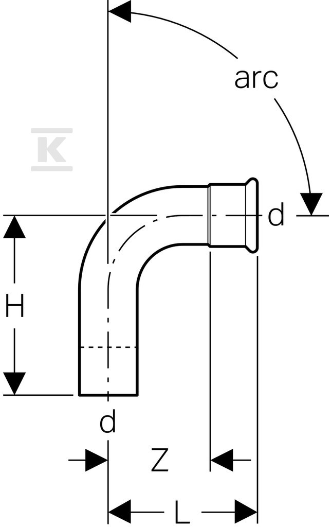 Коліно однорозетне Geberit Mapress - 33307