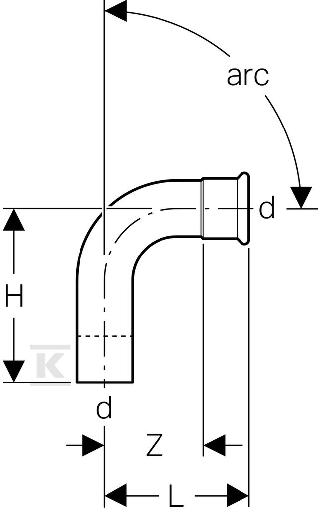 Коліно однорозетне Geberit Mapress - 33308