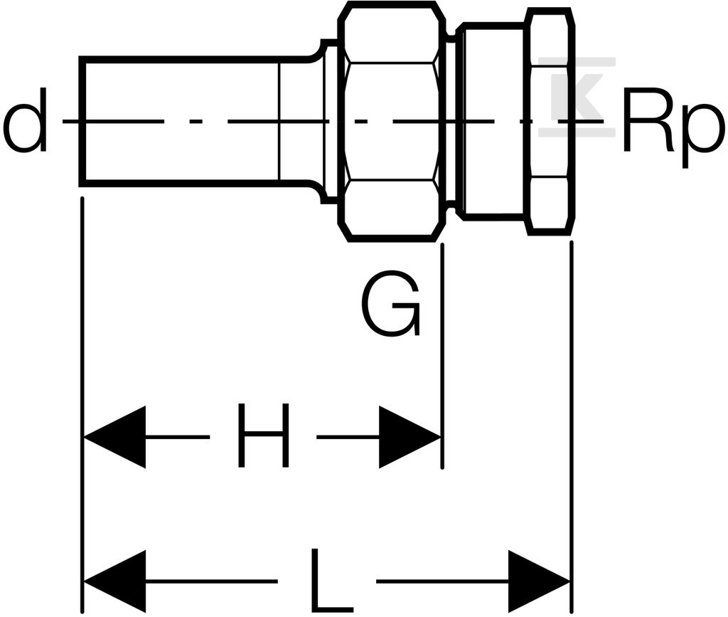 Śrubunek przejściowy Geberit Mapress - 35384