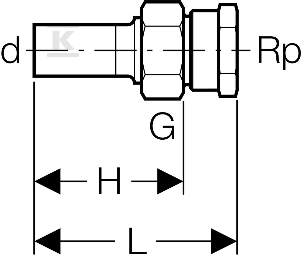 Śrubunek przejściowy Geberit Mapress - 35387