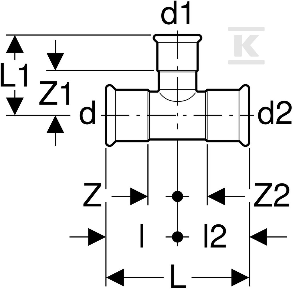 Трійник Geberit Mapress Edelstahl FKM - 50392