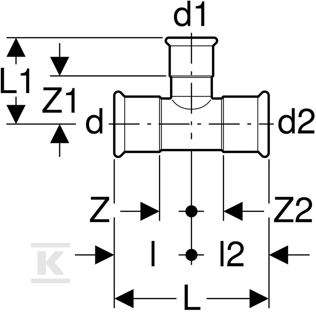 Trójnik Geberit Mapress Kupfer FKM - 52359